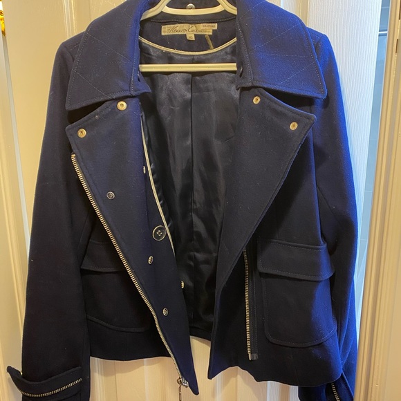 Wool jacket - royal blue with zipper details - Picture 2 of 4